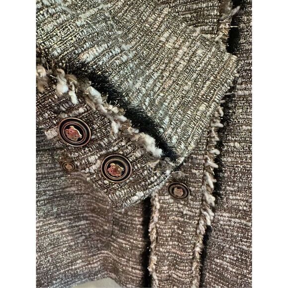 Zara Tweed Blazer and Mini Skirt Set in Gold Shimmer Size XS - Picture 4 of 14